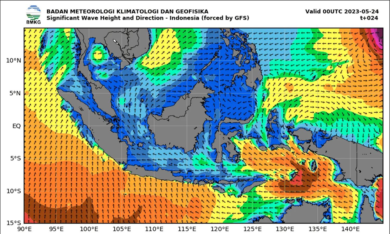 Peringatan Dini Gelombang Tinggi 4 Meter di Perairan Indonesia pada 24 Mei 2023